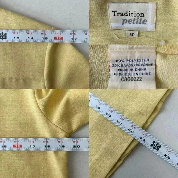 Vintage Pantsuit Blazer Trousers Matching Set Yellow Size 8 Petite - Picture 12 of 16